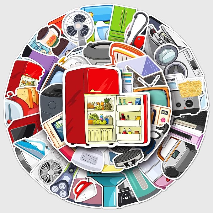 50Pcs Home Appliance Stickers, Waterproof Vinyl Kitchen Appliance Stickers by Unknown