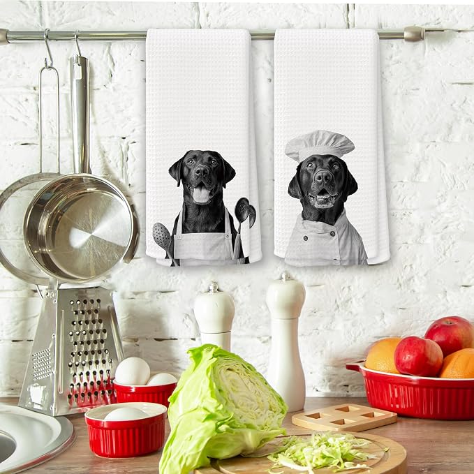 Funny Chef Labrador Retriever Kitchen Towels Set of 2, Labrador Retriever Gifts - Image 3