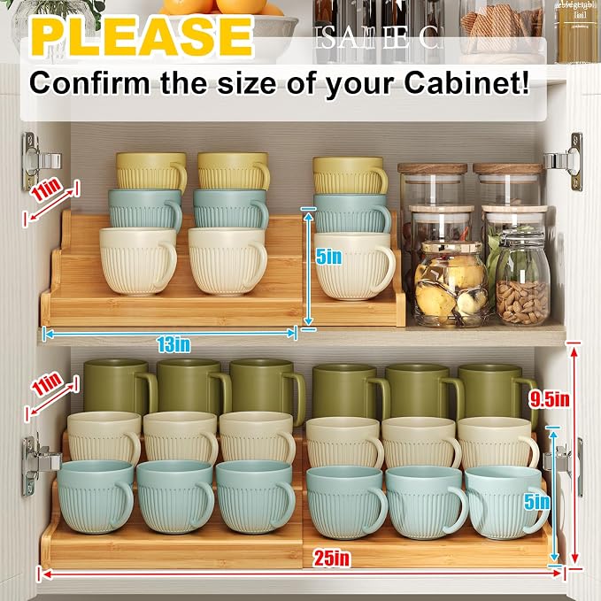 Hongtamoya 3-Tier Expandable Bamboo Mug Holder - Image 2