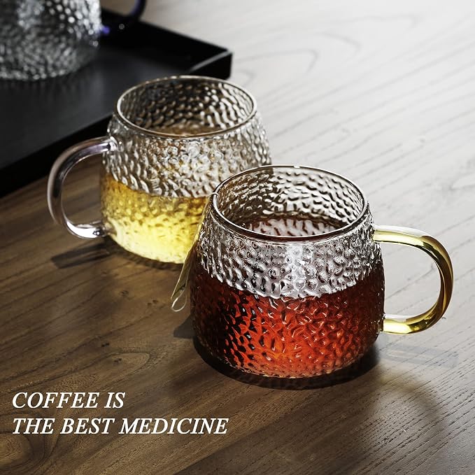 LUXU Hammered Tea Cups, Glass Coffee Mugs, Prefect - Image 5