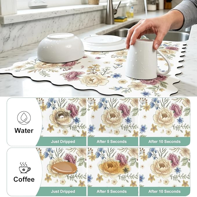 Dish Drying Mat for Kitchen Counter, Coffee Mat for Coffee Bar, Heat Resistant - Image 2