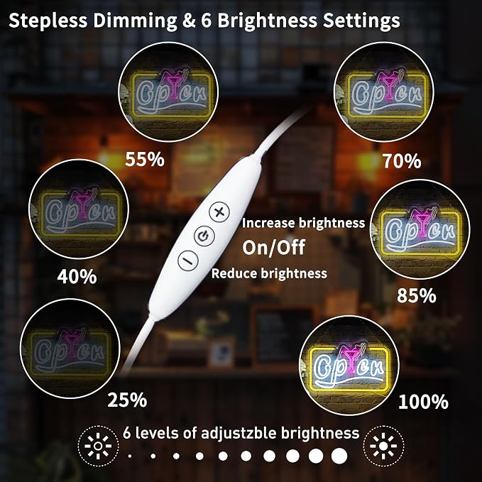 Led Neon Open Signs for Business Window Wall Door, USB Powered, Dimmable - Image 5