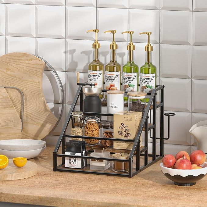 Coffee Syrup Rack Organizer, 4 Tier Countertop Storage Shelves, Kitchen Storage - Image 6