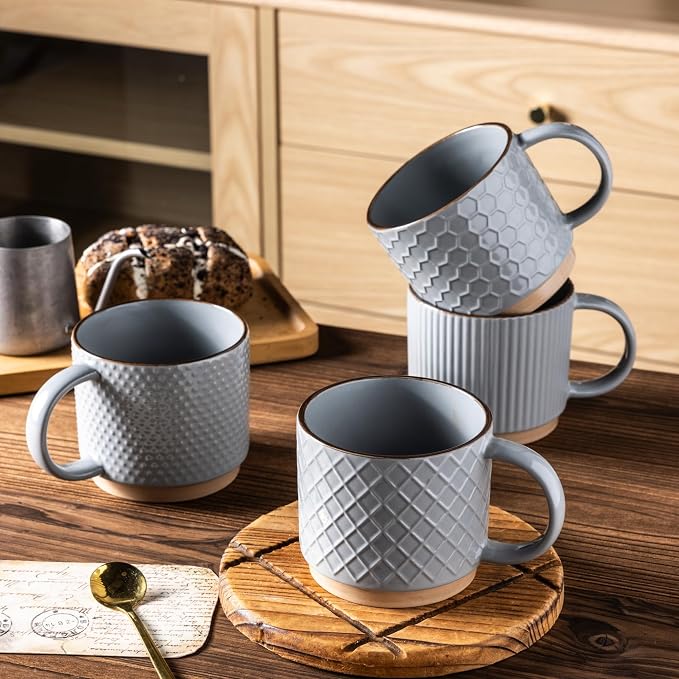 GBhome 12OZ Stackable Coffee Mugs, Ceramic Coffee Mugs - Image 5