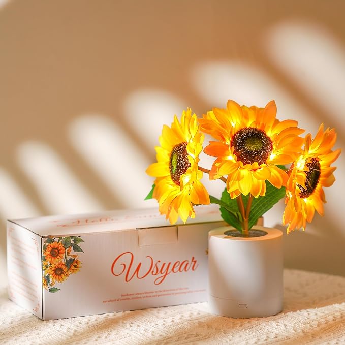 WSYEAR Sunflower Gifts for Women-Sunflowers Flower Lamp Night Light for Bedroom - Image 5