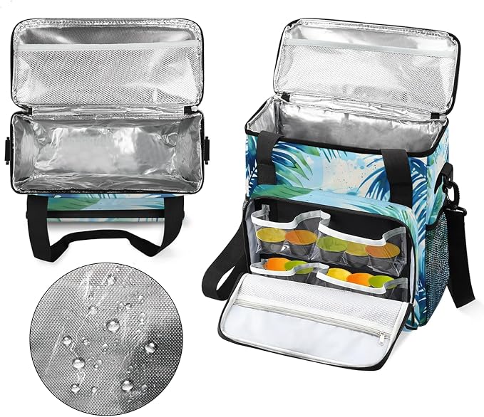 Palm Tree Leaves Coffee Maker Carring Bag, Large Insulated Storage Organizer - Image 3