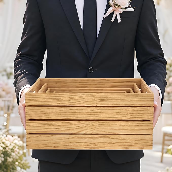Wooden Crates for Display Large Rustic Nesting Wooden Basket - Image 8