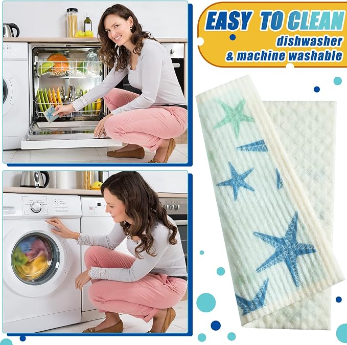 Remagr 6 Pcs Swedish Kitchen Dish Towels Kitchen Cloths Reusable Sponge - Image 6