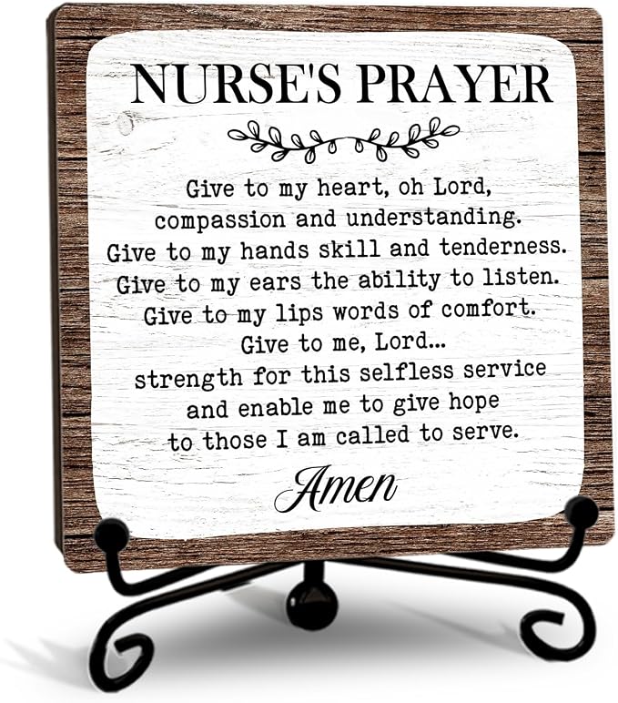 Wooden Nurse Prayer Sign, Nursing Gifts, Rustic Style Nurse Sign, Nurse Office by Unknown