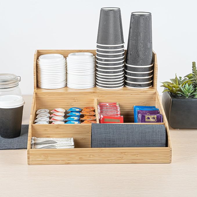Restaurantware Coffee Cup Organizer 15 x 14.25 x 9.25 Inch Multipurpose Bamboo - Image 6
