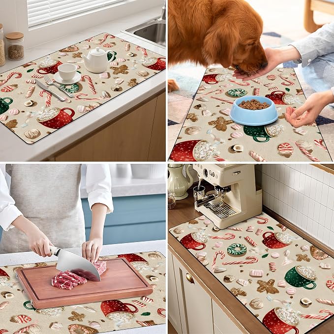 BVBOX Coffee Bar Mat Absorbent Dish Drying Mat Cuttable Hide Stain Draining - Image 6