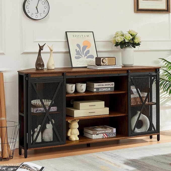 HOMISSUE Corner TV Stand for 55 Inch TV, Rustic Corner Entertainment Center - Image 4