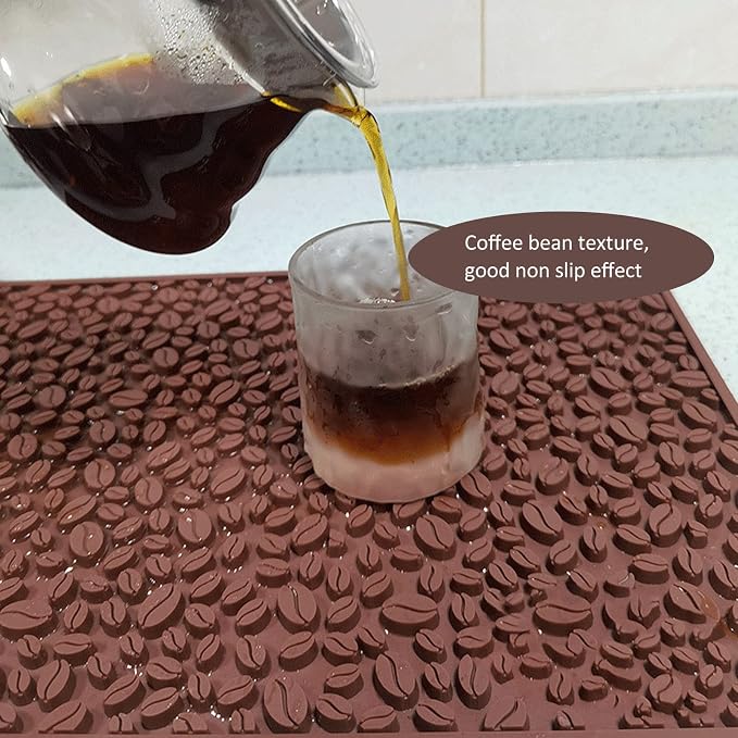 Coffee Bar Mat Slip Water Absorbing | Coffee Bean Design PVC Drip Tray - Image 9