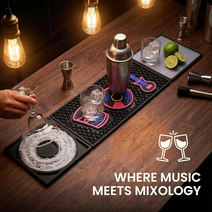 3-Fold Bar Mat with Cutting Board, Non-Slip Foldable Rubber Spill Mat - Image 4