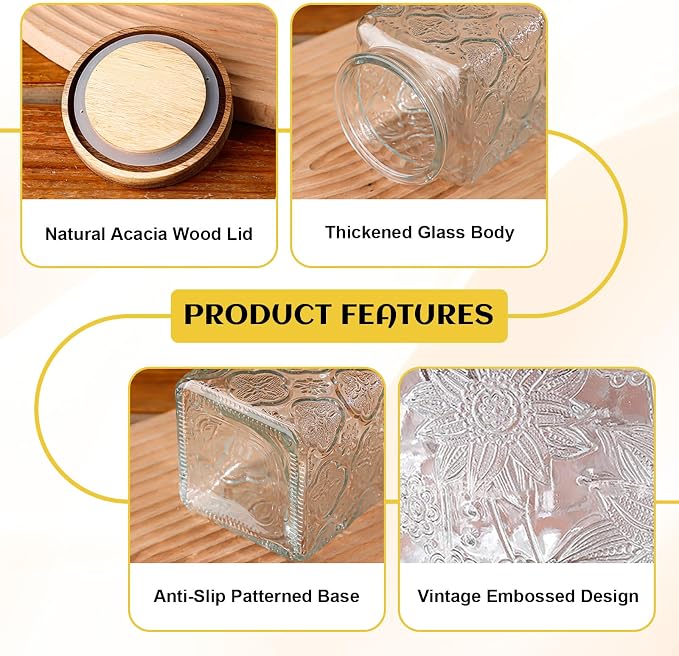 Vintage Glass Jars with Wood Lids - Image 3