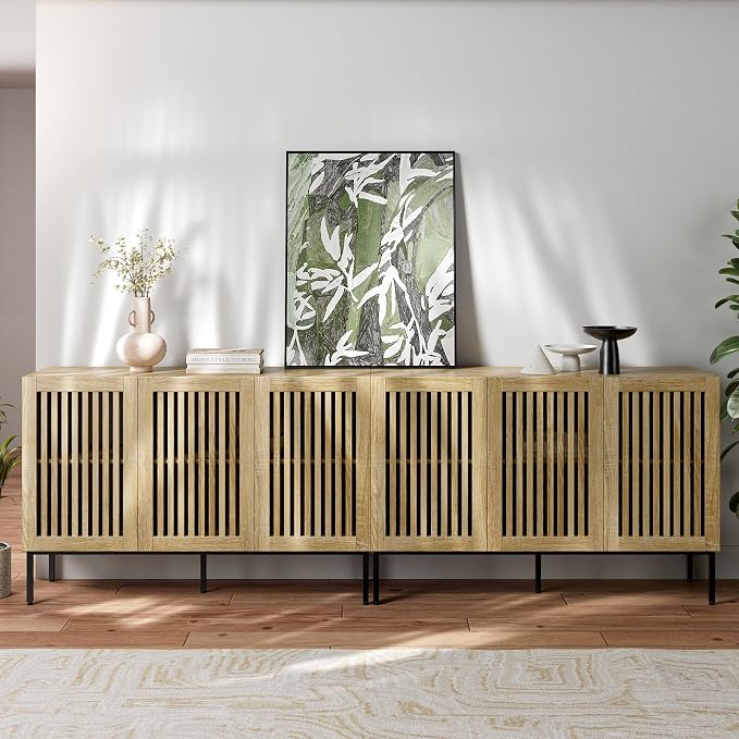 BVIUNTWO Buffet Cabinet with Storage, Sideboard Coffee Bar Cabinet with 6 Doors by BVIUNTWOHOME