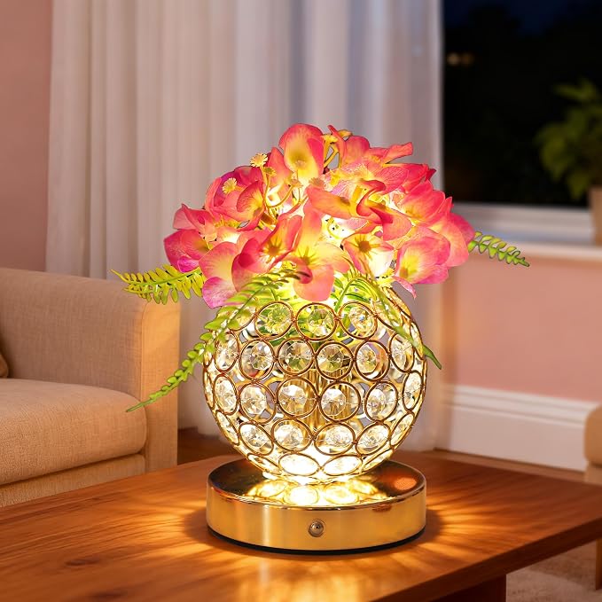 Purple Artificial Hydrangea Flower Lamp, 3 Color Dimmable Touch Control Night - Image 5