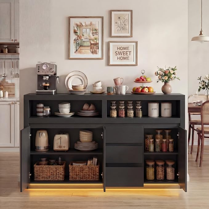 FOTOSOK 63" Sideboard Buffet Cabinet - Image 6