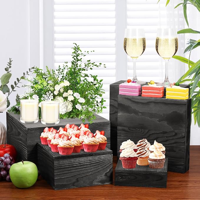 6 Pack Wooden Risers Display Stands Square Food Risers - Image 3