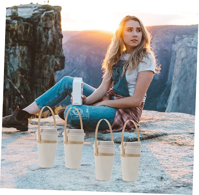 10pcs Bamboo Cup Holder Takeout Drink Cup Holder Takeout Carrier Bamboo Coffee - Image 6