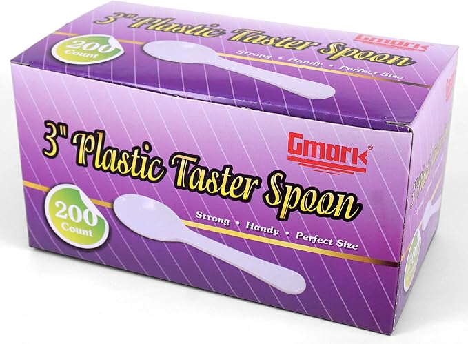 Extra Sturdy, Gmark 200pc 3" Taster Spoons Plastic Mini Spoons, Extra Sturdy - Image 2