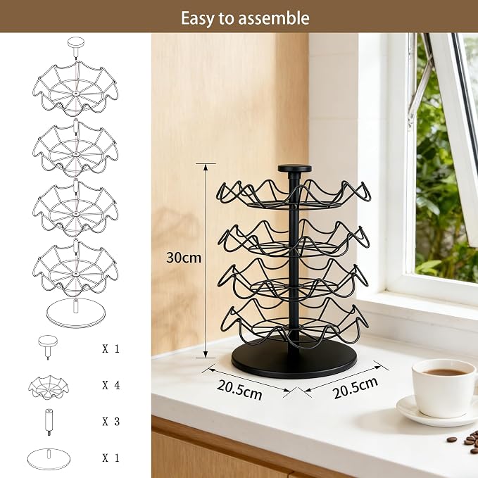 360° Rotating Coffee Pod Holder, Metal Capsule Storage Organizer - Image 2