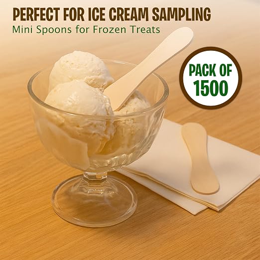 Perfect Stix Wooden Birchwood Ice Cream Sample Spoons, Mini Disposable Tasting - Image 3