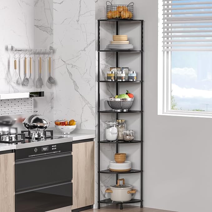 Book Corner Shelf, 7 Tier Corner Bookshelf Display - Image 3