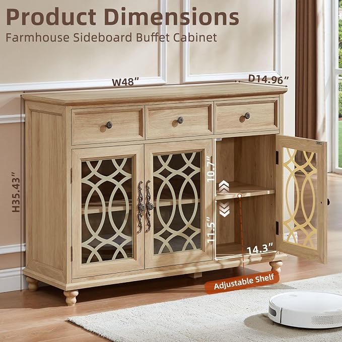 Joaxswe Farmhouse Sideboard Buffet Cabinet - Image 2