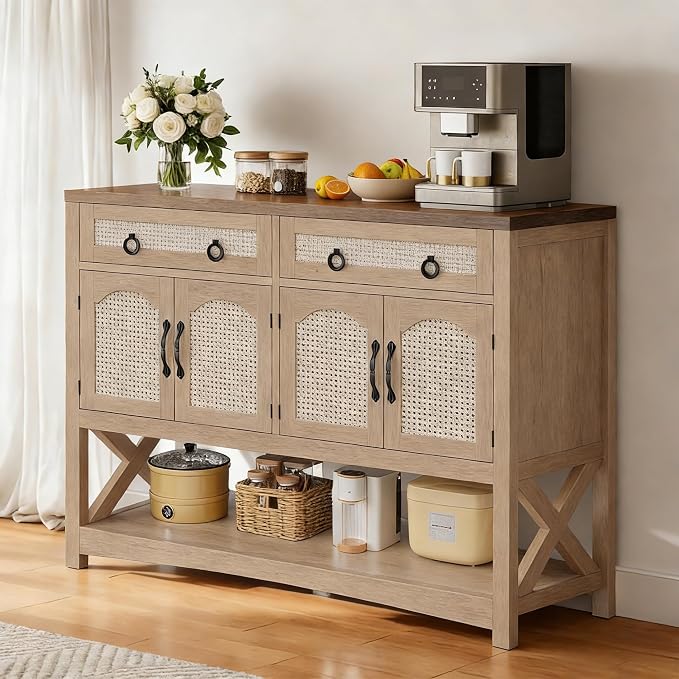DWVO 47.2" Rattan Buffet Sideboard Cabinet by DWVO