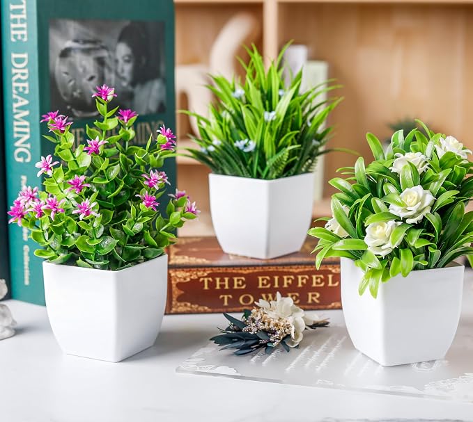 Der Rose 4 Pack Small Fake Flowers Plants Spring Decorations - Image 6