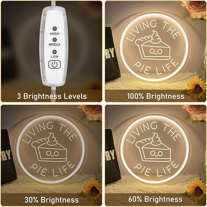 Living The Pie Life Neon Sign for Wall Decor Dimmable LED Neon Light Pie Cake - Image 7