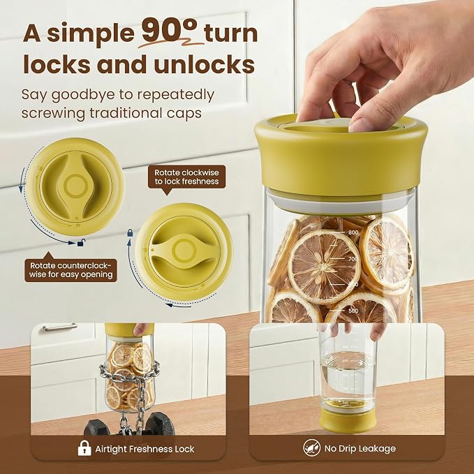 OURCABECUE 2026 Upgrade 90° Rotating Switch Lid Mason Jars, 27 oz Wide Mouth - Image 2