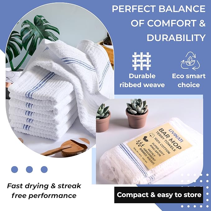 White Cotton Bar Towels for Kitchen - Image 6