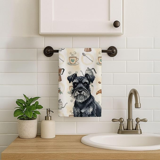 Caroline's Treasures Black Miniature Schnauzer Coffee Bar Kitchen Towel Velour - Image 7