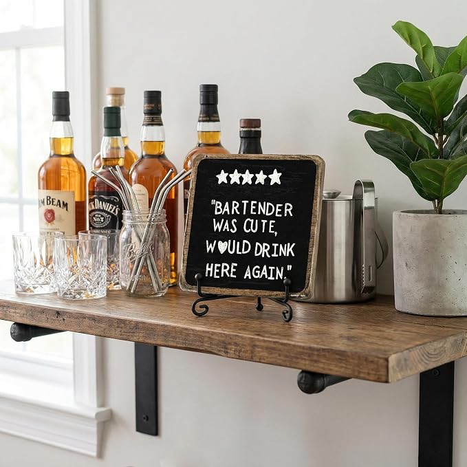 5x5 Inch Bar Signs for Home Bar – “Bartender Was Cute, Would Drink Here Again” - Image 4