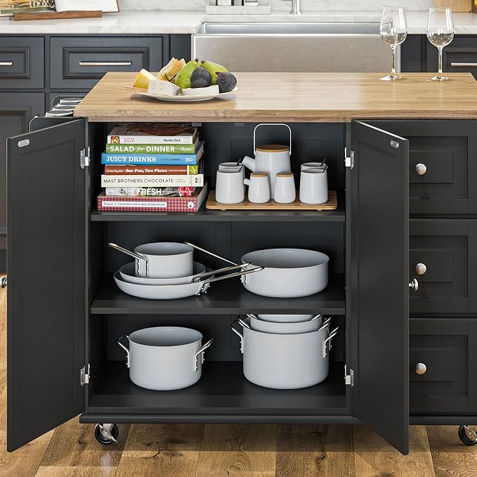 Homestyles Dolly Madison Black Mobile Kitchen Island Cart - Image 9