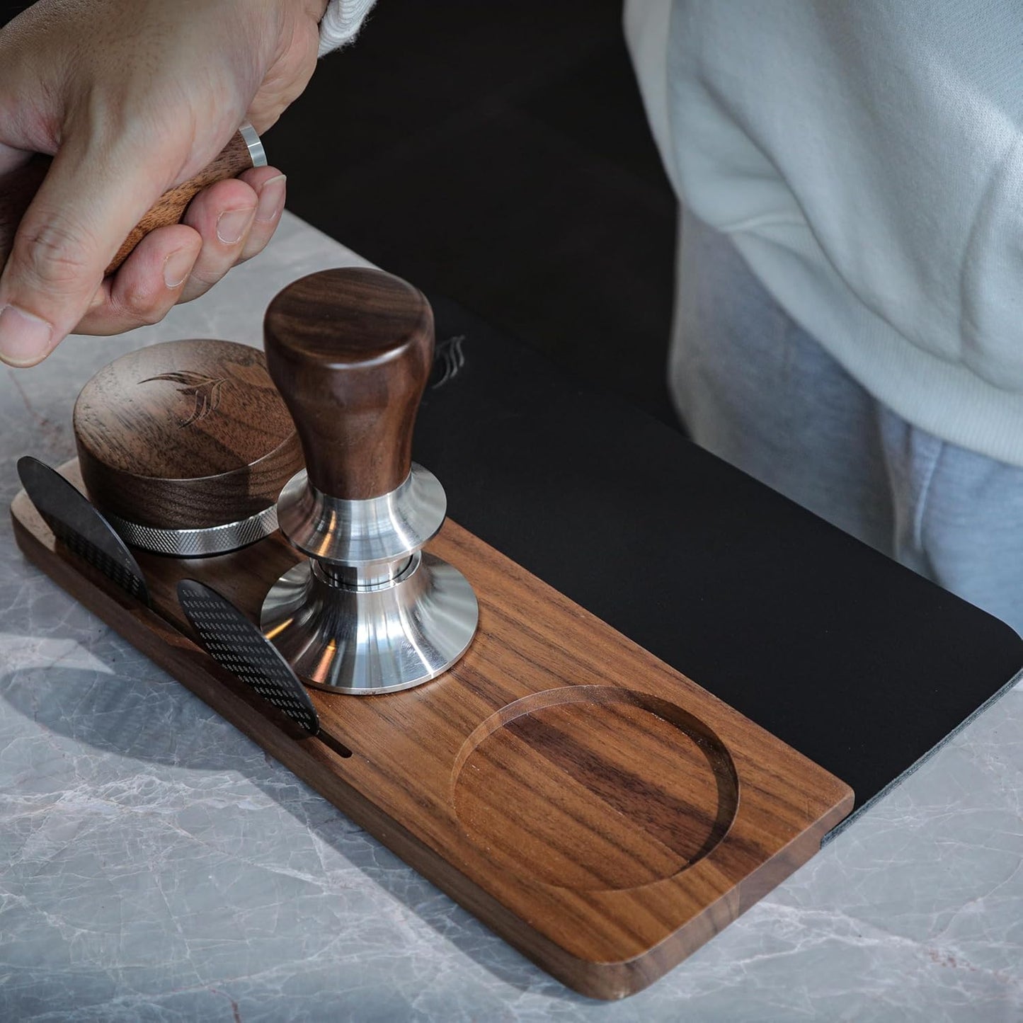 54mm Espresso Puck Prep Kit For Breville – 30LB Calibrated Tamper, Leather Tamping Mat, Distribution Tool, Coffee Scale & Espresso Prep Tool