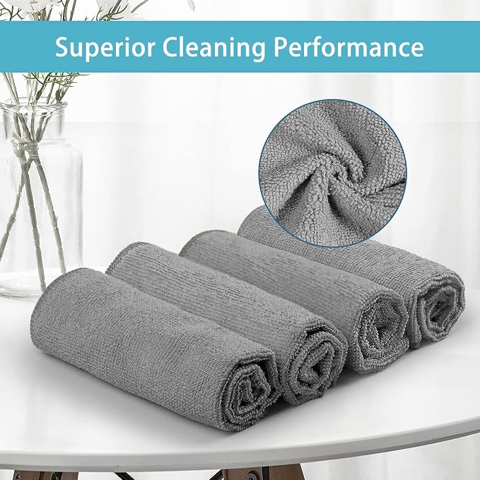 HOMEXCEL Grey Microfiber Cleaning Cloth 400 Pack, Microfiber Towel - Image 3