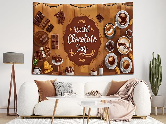 12x8ft Chocolate Backdrop Choco Bars Desserts Coffee Drinks String Lights - Image 4