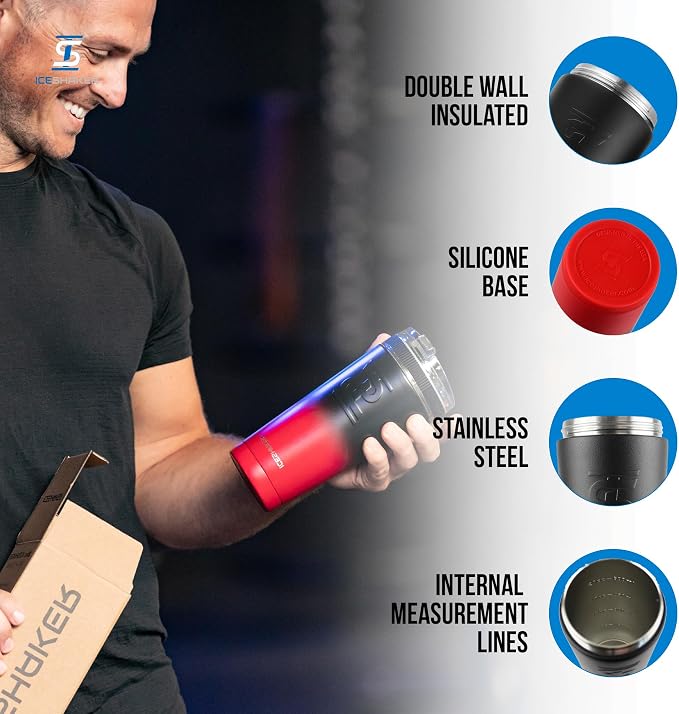 Ice Shaker Insulated Stainless Steel Shaker Bottle | 26oz - Image 2