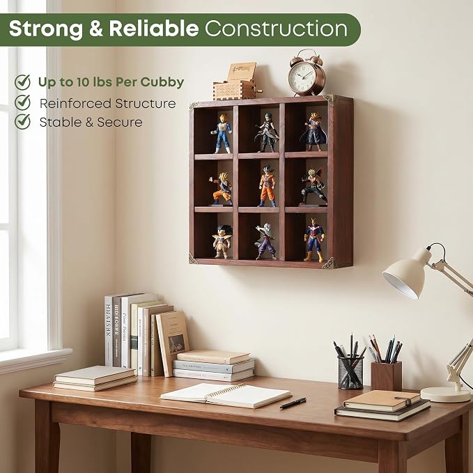 9 Slot Coffee Mug Display Rack - 17in Wall Mounted | Solid Wood - Image 7