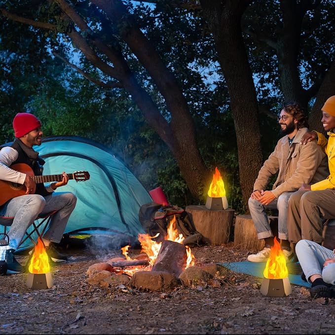 Ollcuz Night Lights, USB Rechargeable Flickering Flame, 3-Mode LED Flame Light - Image 2