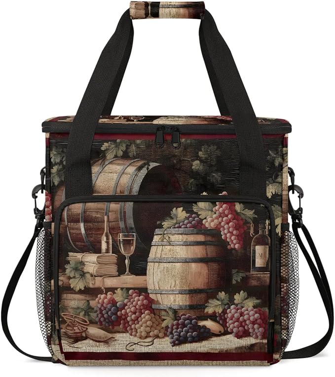 Vintage Wine And Ripe Grapes Coffee Maker Carring Bag, Large Insulated Storage by Home