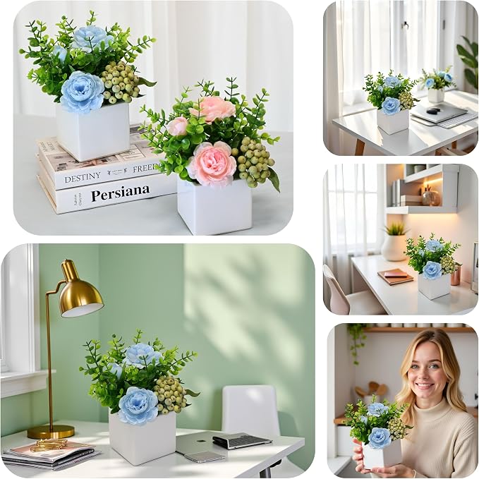 LADADA Artificial Blue Rose Potted Flowers - Image 7