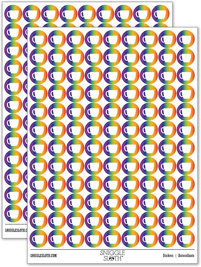 Coffee Mug Cup Solid 200+ Round Stickers by Sniggle+Sloth