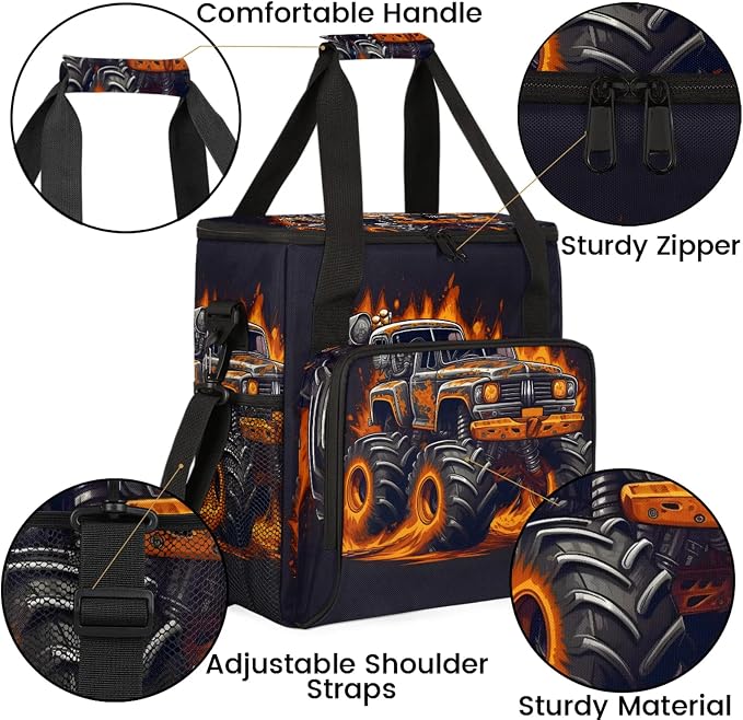 Fiery Monster Car Coffee Maker Carring Bag, Large Insulated Storage Organizer - Image 6
