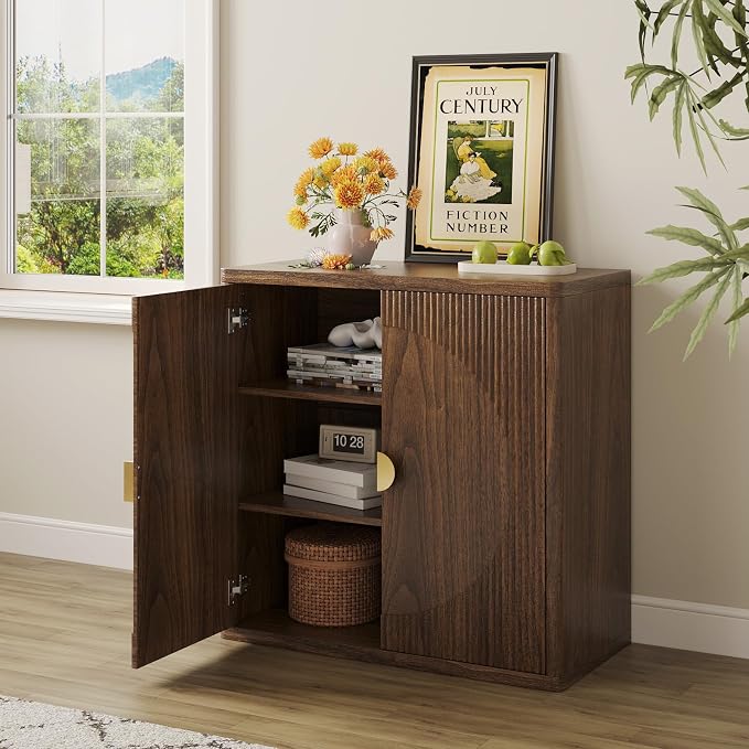 Modern Kitchen Sideboard with Storage, 31.5" Buffet Cabinet with 3 Adjustable - Image 4