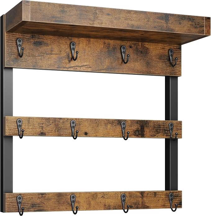 OROPY Coffee Mug Rack Wall Mounted, Rustic Wood Cups Rack by OROPY