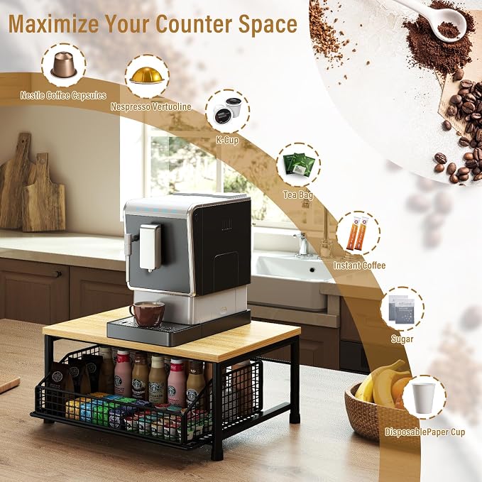 Funecy Coffee Pod Drawer Holder, Coffee Machine Storage Rack, Home Kitchen - Image 4